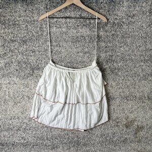 Free People Shirt Womens Small White Pleated Ruffle Cami Tank Top Boho Festival